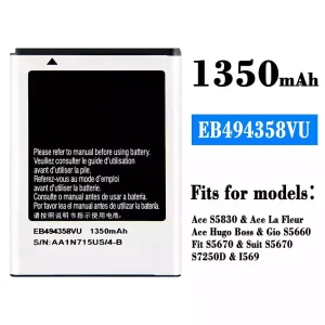 New genuine cell phone battery EB494358VU for Samsung Ace S5830
