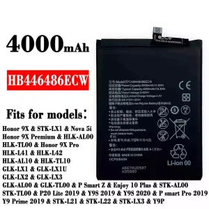 New genuine cell phone battery HB446486ECW for HUAWEI Honor 9X/Honor 9X Pro