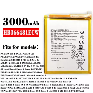 New genuine cell phone battery HB366481ECW for HUAWEI P9 / P8 Lite 2017 / P9 Lite 2017 / Honor 8 Lite / Honor 7C /Enjoy 8 2018 / Honor 7A / 7A Pro / Honor 9 / Honor 6C Pro / Honor 5C / Honor 7 Lite 2016 / GT3 2016 / G9 / P20 mini