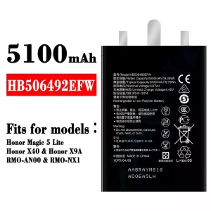 New genuine cell phone battery HB506492EFW for HUAWEI Honor Magic 5 Lite / Honor X40 / Honor X9A