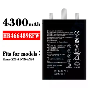 New genuine cell phone battery HB466489EFW for HUAWEI Honor X20