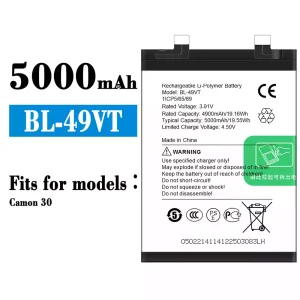 New genuine cell phone battery BL-49VT for Tecno Camon 30