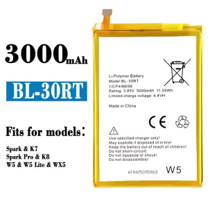 New genuine cell phone battery BL-30RT for Tecno Spark / K7 / Spark Pro / K8 / W5 / W5 Lite / WX5