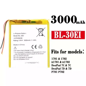 New genuine cell phone battery BL-30EI for Tecno 1701 / 1702 / it1701 / it1702 / DroiPad 7C / 7C / DroiPad 7D / 7D / P701 / P702