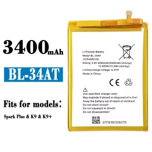 New genuine cell phone battery BL-34AT for Tecno Spark Plus / K9 / K9+