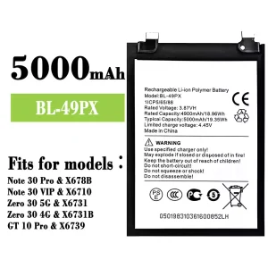 New genuine cell phone battery BL-49PX for Infinix Note 30 Pro / Note 30 VIP / Zero 30 5G / Zero 30 4G / GT 10 Pro