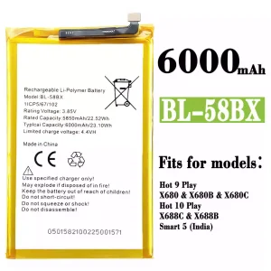 New genuine cell phone battery BL-58BX for Infinix Hot 9 Play /Hot 10 Play