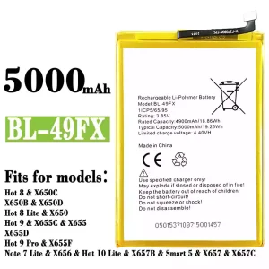 New genuine cell phone battery BL-49FX for Infinix Hot 8 /Hot 8 Lite / Hot 9 / Hot 9 Pro  / Note 7 Lite / Hot 10 Lite / Smart 5