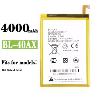 New genuine cell phone battery BL-40AX for Infinix Hot Note