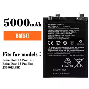 New genuine cell phone battery BM5U for Xiaomi Redmi Note 13 Pro+  / Redmi Note 13 Pro Plus