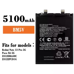 New genuine cell phone battery BM5V for Xiaomi Redmi Note 13 Pro 5G / Poco X6 5G