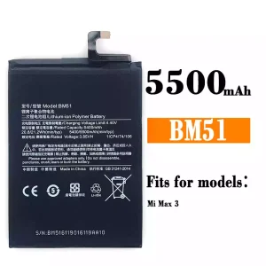 New genuine cell phone battery BM51 for Xiaomi Mi Max 3