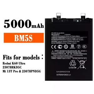New genuine cell phone battery BM5S for Xiaomi Redmi K60 Ultra / Mi 13T Pro