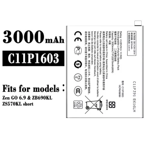 New genuine cell phone battery C11P1603 for Asus Zen GO 6.9