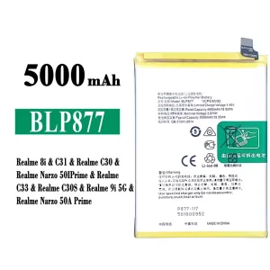 New genuine cell phone battery BLP877 for OPPO Realme 8i / Realme C31 / Realme C30 / Realme Narzo 50I Prime / Realme C33 / Realme C30S /  Realme 9i 5G / Realme Narzo 50A Prime