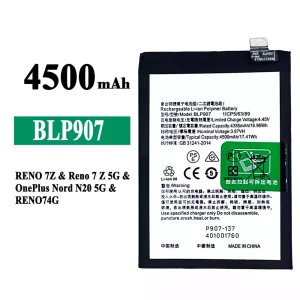 New genuine cell phone battery BLP907 for OPPO RENO 7Z / Reno 7Z 5G / RENO 7 4G / RENO 8 4G /OnePlus Nord N20 5G