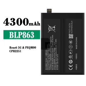 New genuine cell phone battery BLP863 for OPPO RENO 6 5G
