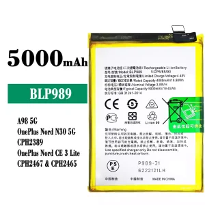New genuine cell phone battery BLP989 for OPPO A98 5G /OnePlus Nord N30 5G /OnePlus Nord CE 3 Lite