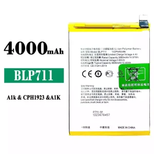 New genuine cell phone battery BLP711 for OPPO A1K