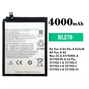 New genuine cell phone battery BL270 for Lenovo K6 Note / K6 Plus / K8 Note / Moto E5 / G6 Play