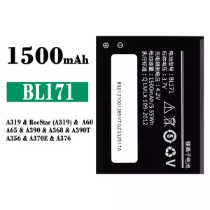 New genuine cell phone battery BL171 for Lenovo A319 / RocStar (A319) / A60 / A65 / A390 / A368 / A390T / A356 / A370E / A376