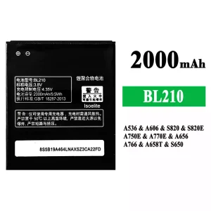 New genuine cell phone battery BL210 for Lenovo A536/A606/S820/S820E/A750E/A770E/A656/A766/A658T/S650