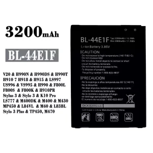 New genuine cell phone battery BL-44E1F for LG V20 / Stylus 3 / Stylo 3 / K10 Pro / Stylo 3 Plus / TP450 / M470