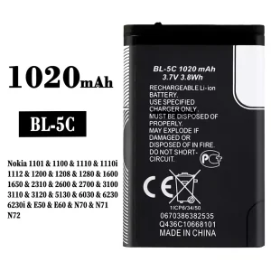 New genuine cell phone battery BL-5C for Nokia