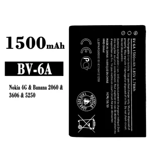 New genuine cell phone battery BV-6A for Nokia Banana 2060 / 3606 / 5250