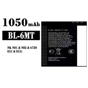 New genuine cell phone battery BL-6MT for Nokia NK N81/N82/6720/E51/E51i