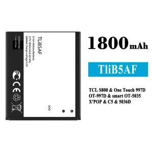 New genuine cell phone battery TliB5AF for Alcatel TCL S800/One Touch 997D