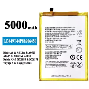 New genuine cell phone battery Li3849T44P8h906450 for ZTE Blade A6/A6 Lite/Nubia N3/Voyage 5/Voyage 5 PLUS